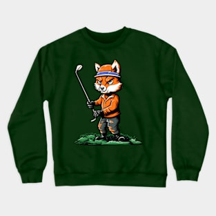 Cute fox playing golf Crewneck Sweatshirt